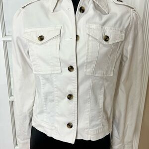 Sonoma White Cotton Button-Front Jean Jacket